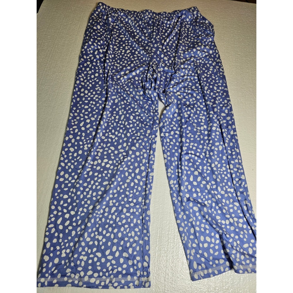 Netsmile Womens Blue Polka Dot Pajama Set Long Sleeve Top Wide Leg Pants 3XL NEW - Picture 3 of 6
